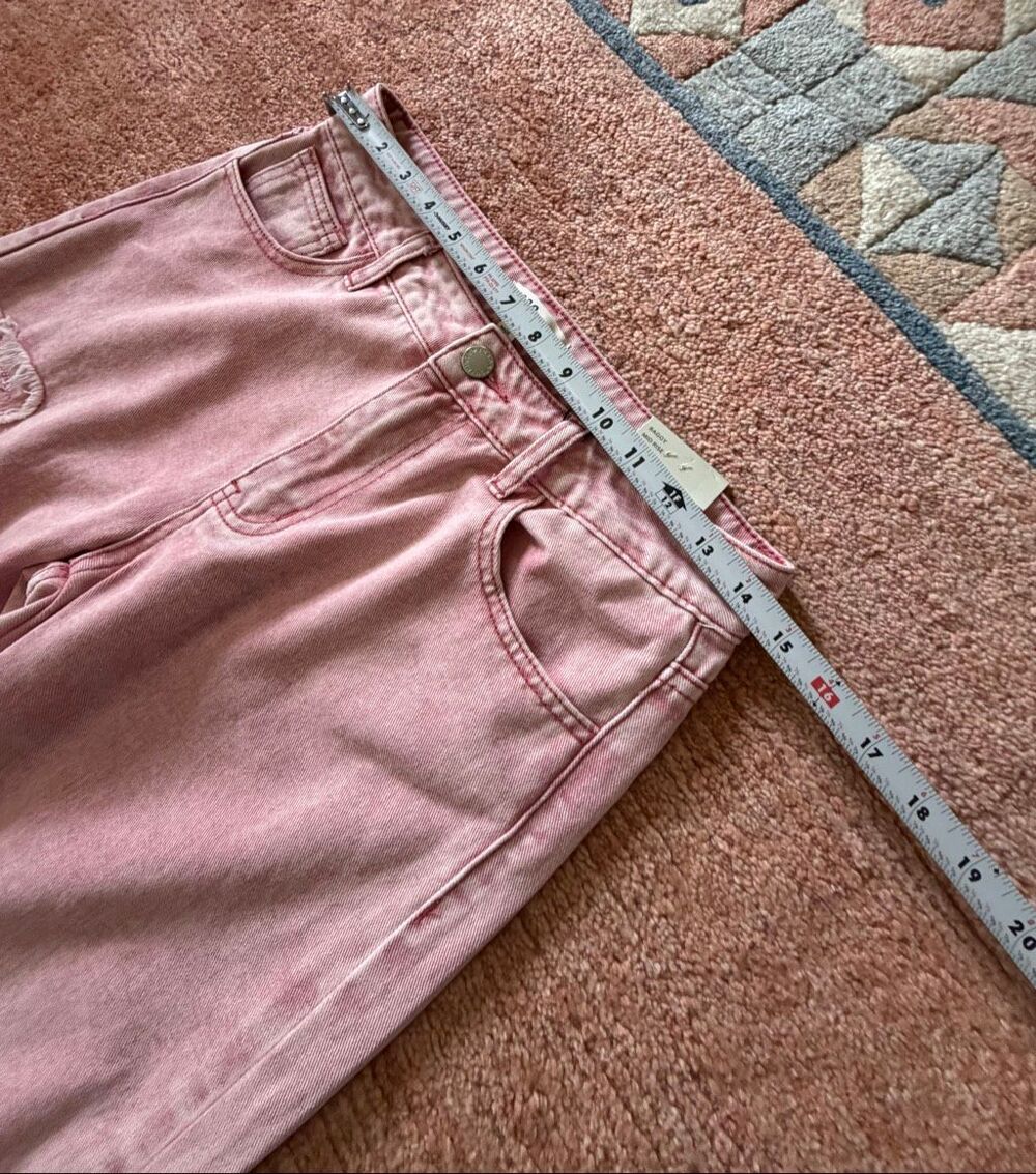 1030 Tenthirty Pink Baggy Wide Leg Jeans XS Butterfly Applique NWT - Picture 3 of 11